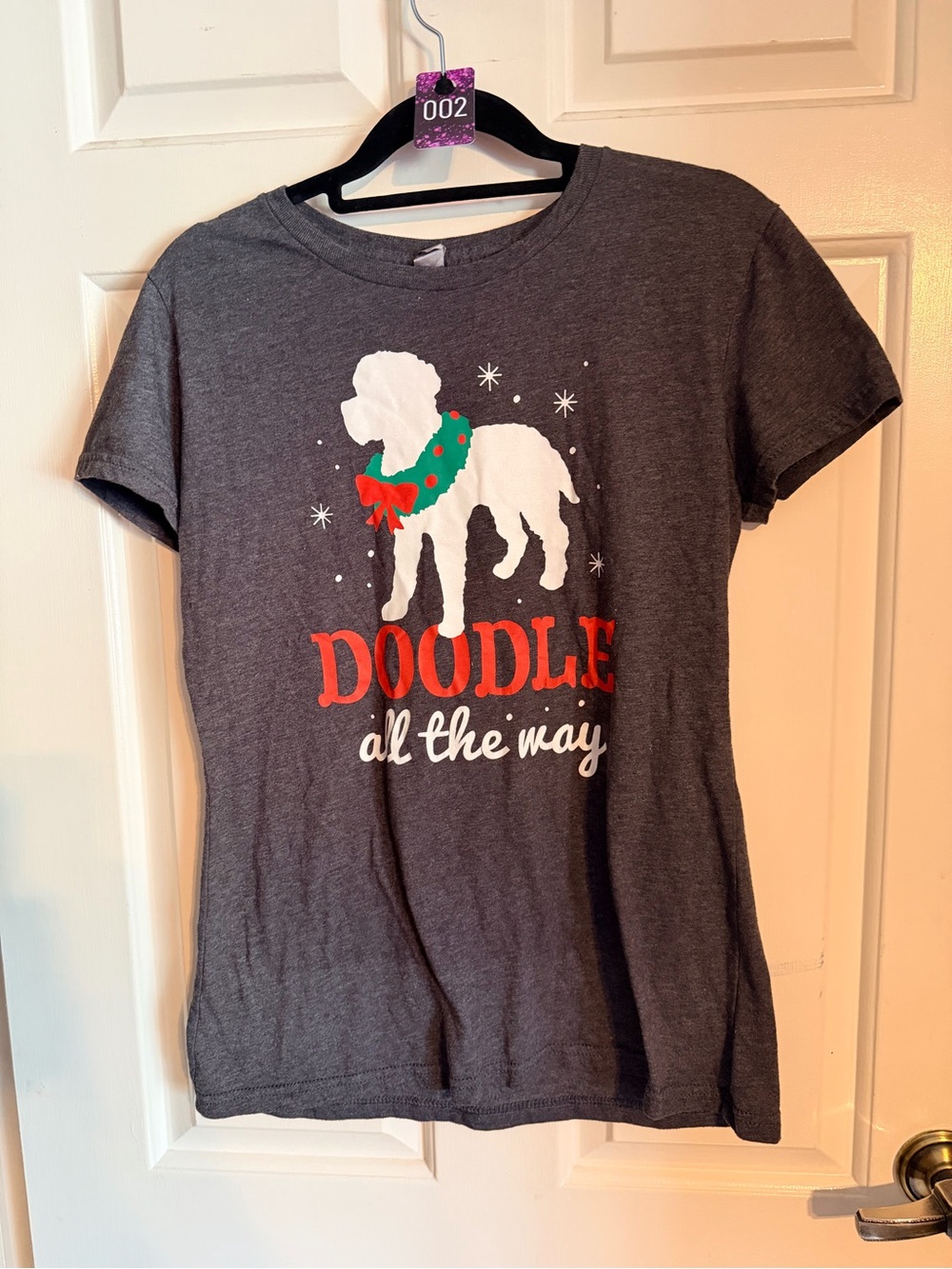 Women’s Charcoal Holiday Doodle Graphic Tee
